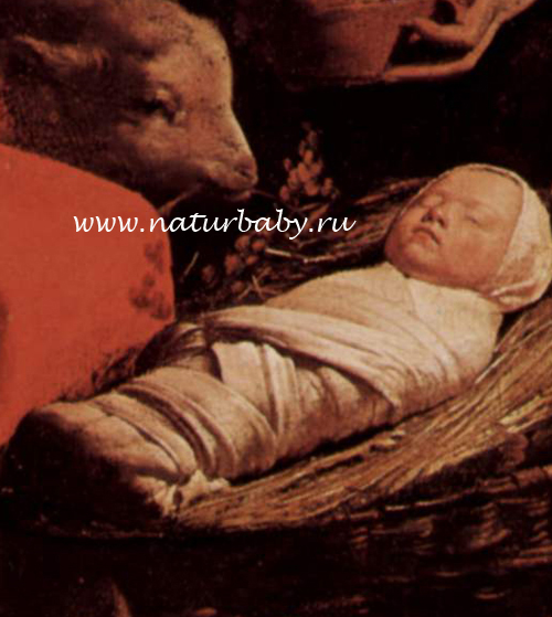 Новорожденный Исус Христос лежал в пеленках